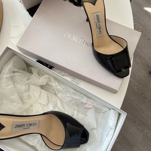 Black Jimmy Choo patent leather sandals size 36